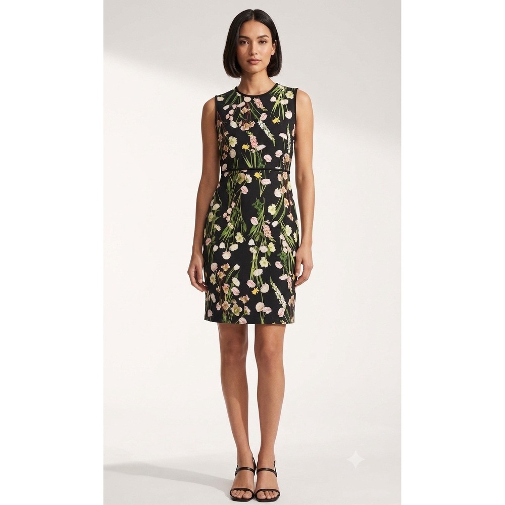 Women's Victoria Beckham for Floral Dress Sleeveless Fit & Flare Black XL